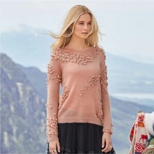 Sundance 3D Pom Pom Bobbles Winsome Ways Pullover Wool Mohair Blend Sweater XS